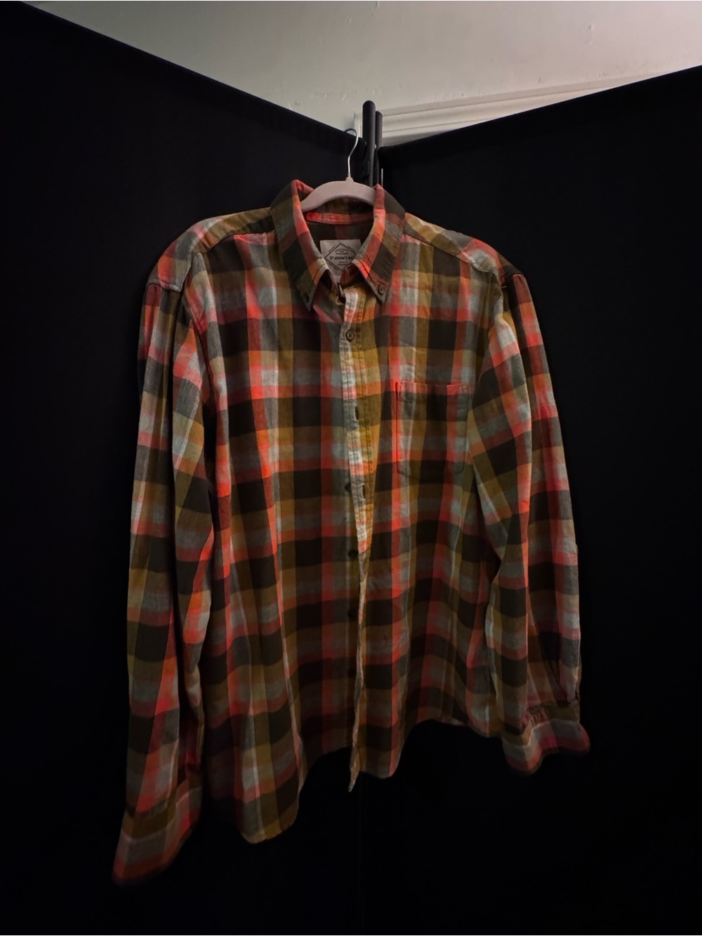 VINTAGE St. John's Bay Men's Flannel 100% Cotton Long Sleeve Button Up Shirt